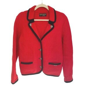Vintage Geiger Tryol Jacket Red Boiled Wool‎ Austrian Alpine Blazer EUC